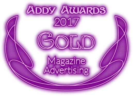 2017 Gold Addy Award presented to Dusty Drake for Magazine Advertising