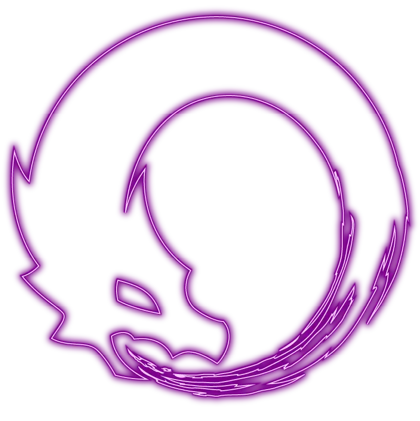 Dusty Drake logo symbol in neon